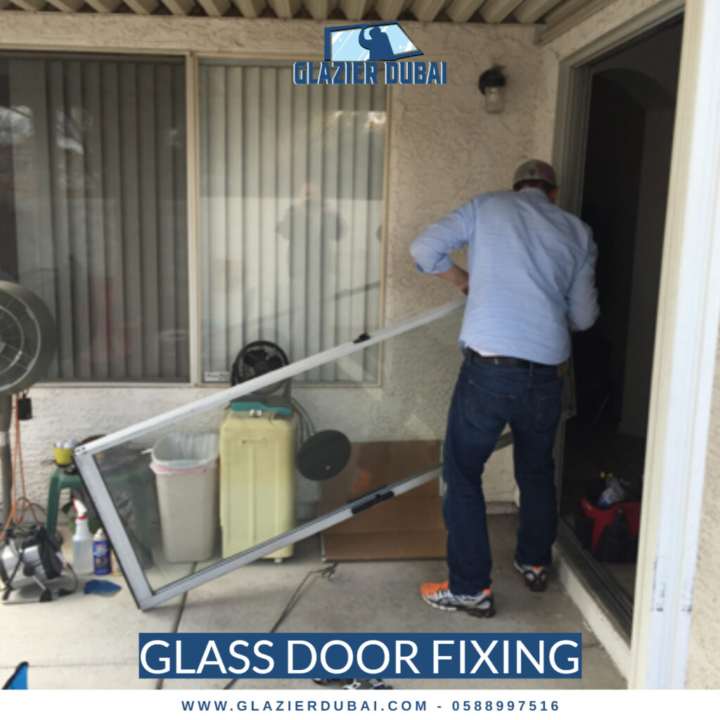 Glass door fixing