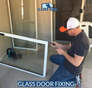 Glass door fixing